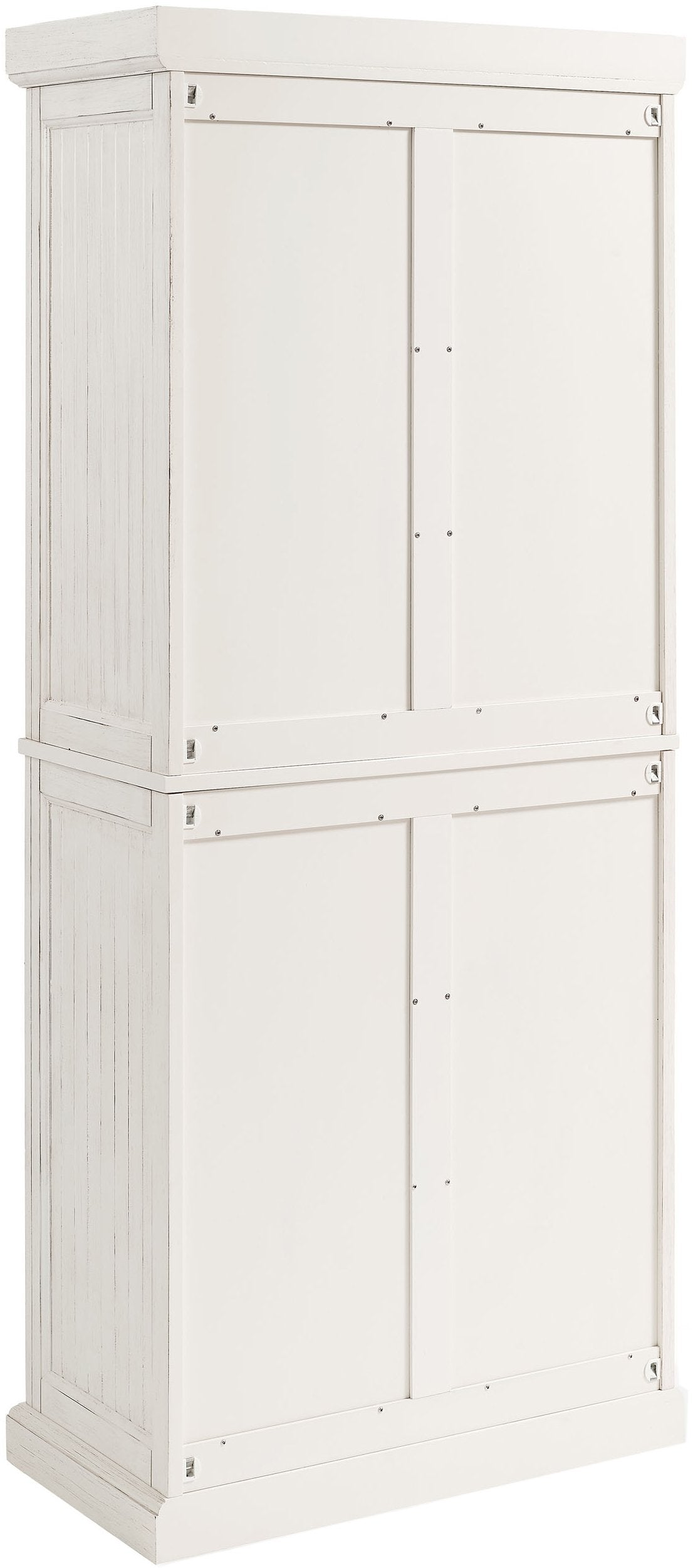 Crosley Furniture Seaside Coastal Pantry Storage Cabinet with Shelves, Kitchen, Dining, or Laundry Room, Distressed White