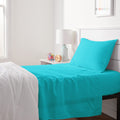Amazon Basics Kids Soft Easy-Wash Lightweight Microfiber 3-Piece Sheet Set, Twin, Bright Aqua, Solid