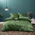 P Pothuiny 5 Pieces Satin Duvet Cover King Size Set, Luxury Silky Like Sage Green Duvet Cover Bedding Set With Zipper Closure, 1
