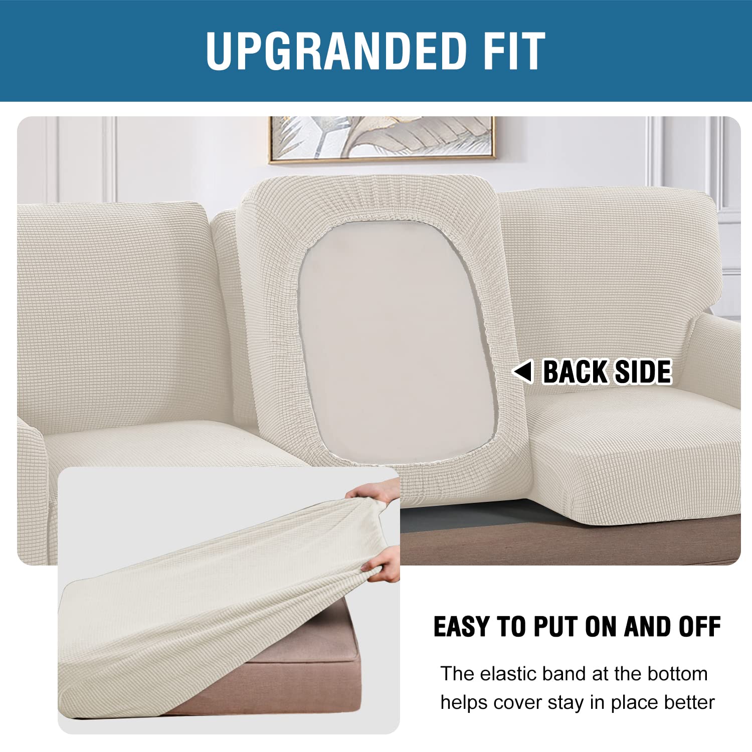 H.Versailtex 2024 New Trend Multi-Pieces Chair Covers Stretch Couch Covers Form Fitted Seat And Back Cushions Covers (1 Seat Cov