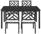 Crosley Furniture Locke 5-Piece Outdoor Dining Set for 4, Patio Table and Chairs for Backyard, Deck, Matte Black with Creme Cushions