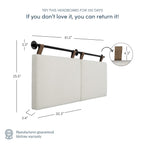 Nathan James Charlie Wall Mount Hanging Upholstered Headboard, Queen, White Boucle With Brown Faux Leather Straps