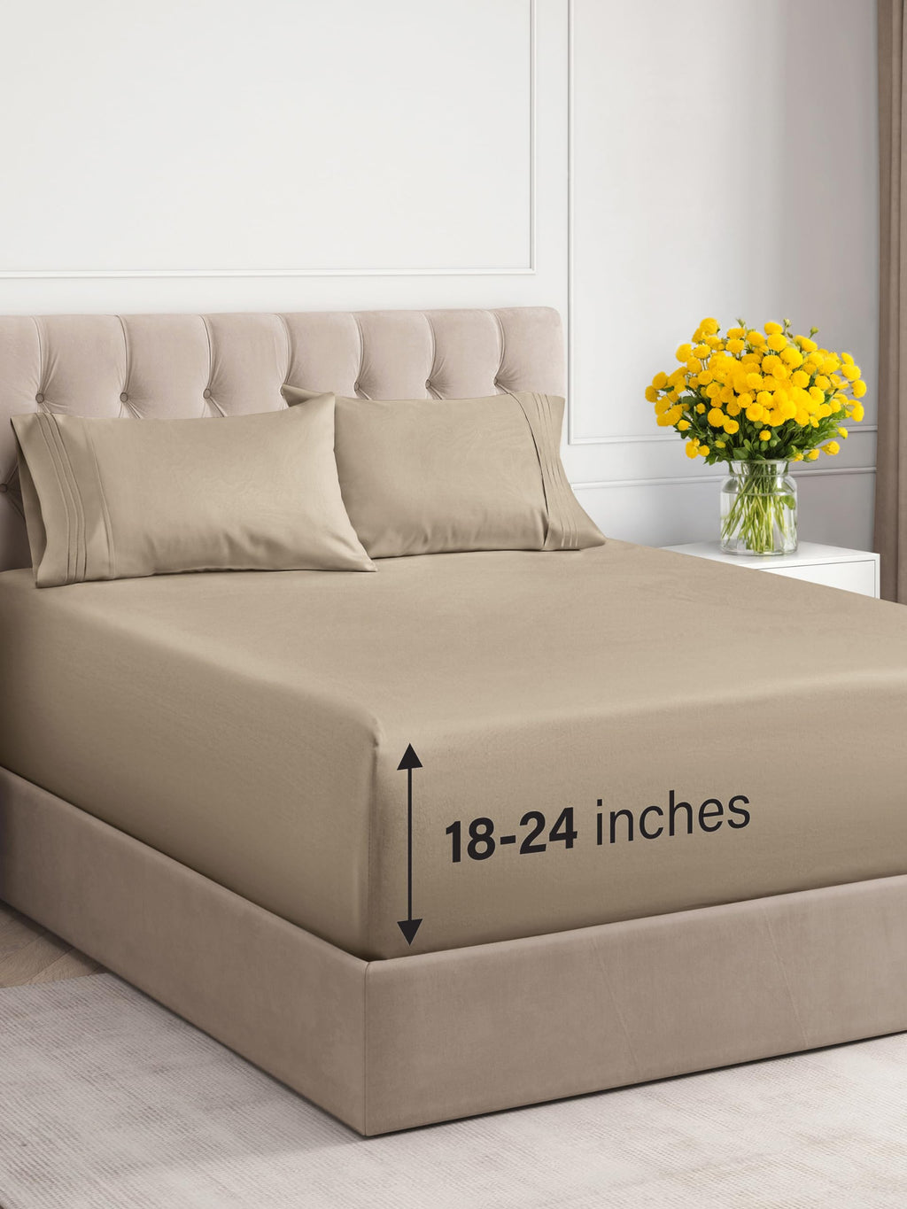 Extra Deep Pocket King Sheets - 4 Piece Breathable & Cooling Bed Sheets - Hotel Luxury Bed Sheet Set - Soft, Wrinkle Free & Comfy - Easily Fits Extra Deep Mattresses - Deep Pocket Cream Sheets Set