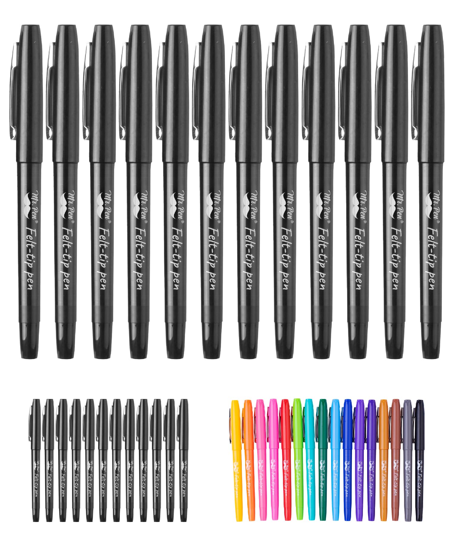 Mr. Pen- Felt Tip Pens, Black Pen, 12 Pack, Fast Dry, No Smear, Planner Markers