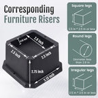 Btsd-Home Bed Risers 2, 3 Or 4 Inch Heavy Duty Furniture Risers Adjustable Dorm Bed Lifts Risers Table Desks Legs Blocks 4 Pack