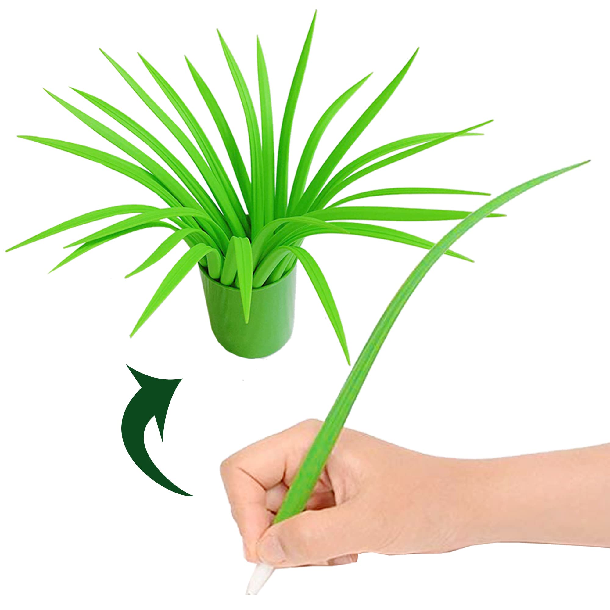 Youdepot Writing Pens, School Supplies,Green Leaf Like Grass-Blade Pens Neutral Pen With Cover And Pen Holder, Easy Flow Black I