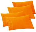 Elegant Comfort 4-Pack Solid Pillowcases 1500 Thread Count Egyptian Quality - Easy Care, Smooth Weave, Wrinkle And Stain Resistant, Easy Slip-On, 4-Piece Set, Standard/Queen Pillowcase, Orange