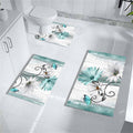 MUGINYU Teal Daisy Floral Bath Rug Sets 3 Piece, Rustic Farm Farmhouse Bath Mat Quick Dry Thin Rubber Diatomaceous Earth Turquoi