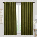 Ryb Home Moss Green Green Velvet Curtains 72 Inches Length - Blackout Thermal Insulated Drapes Window Treatment Luxury Solid Decor For Kitchen Study Room, W52 X L72 Inches, 2 Panels
