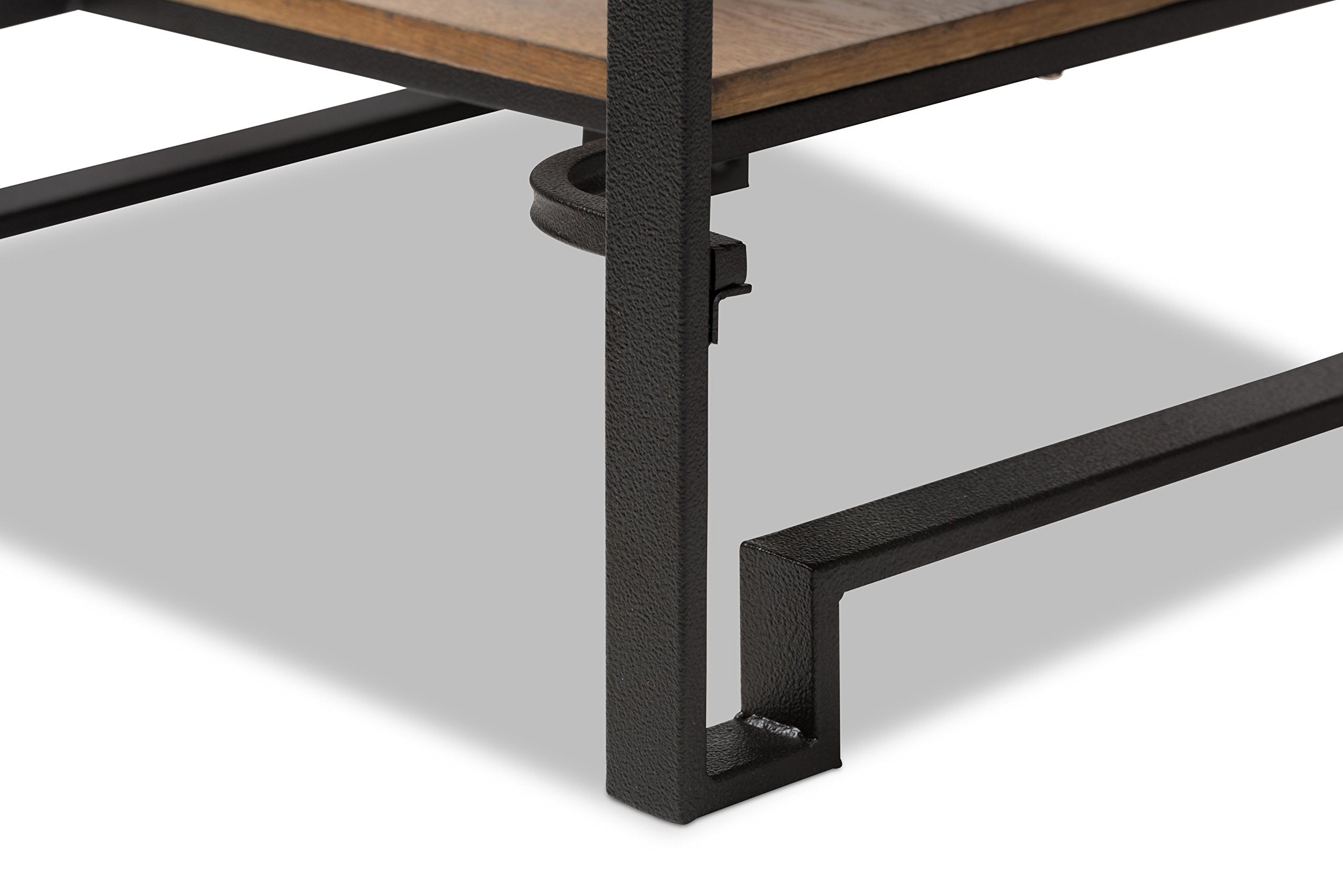 Baxton Studio Solen Antique Black Textured Finished Metal Distressed Wood Occasional End Table