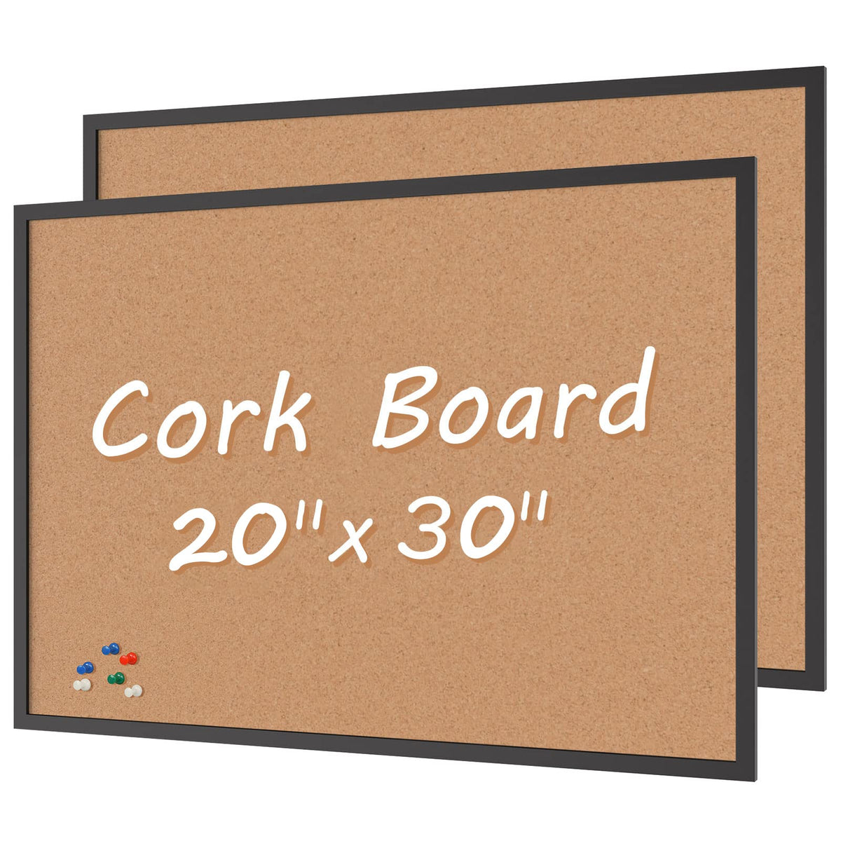Board2By 2-Pack Cork Board Bulletin Board 20 X 30   , Black Wood Framed Corkboard, Office Board For Wall Cork, Large Wall Mounte