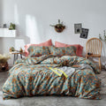 VM VOUGEMARKET Gold Duvet Cover Queen,Medallion Paisley Print Bedding Set 400 Thread Count Percale Cotton Vibrant Bohemian Patte
