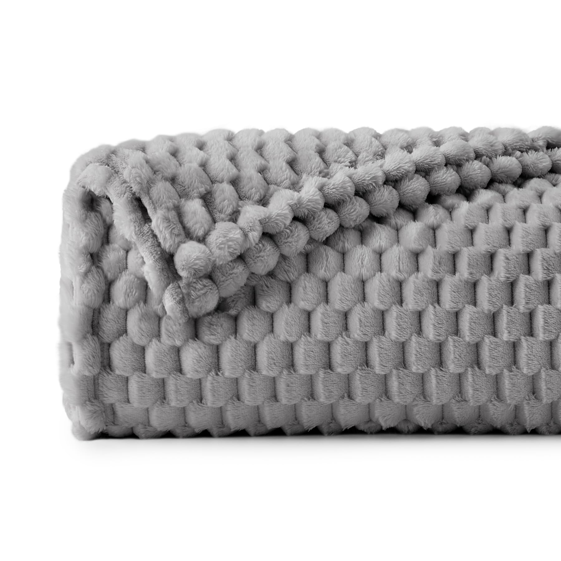 Bedelite Fleece Blanket Twin Blanket For Bed Couch, 3D Jacquard Decorative Grey Throw Blanket, Soft And Cozy Warm Plush Fuzzy Bl