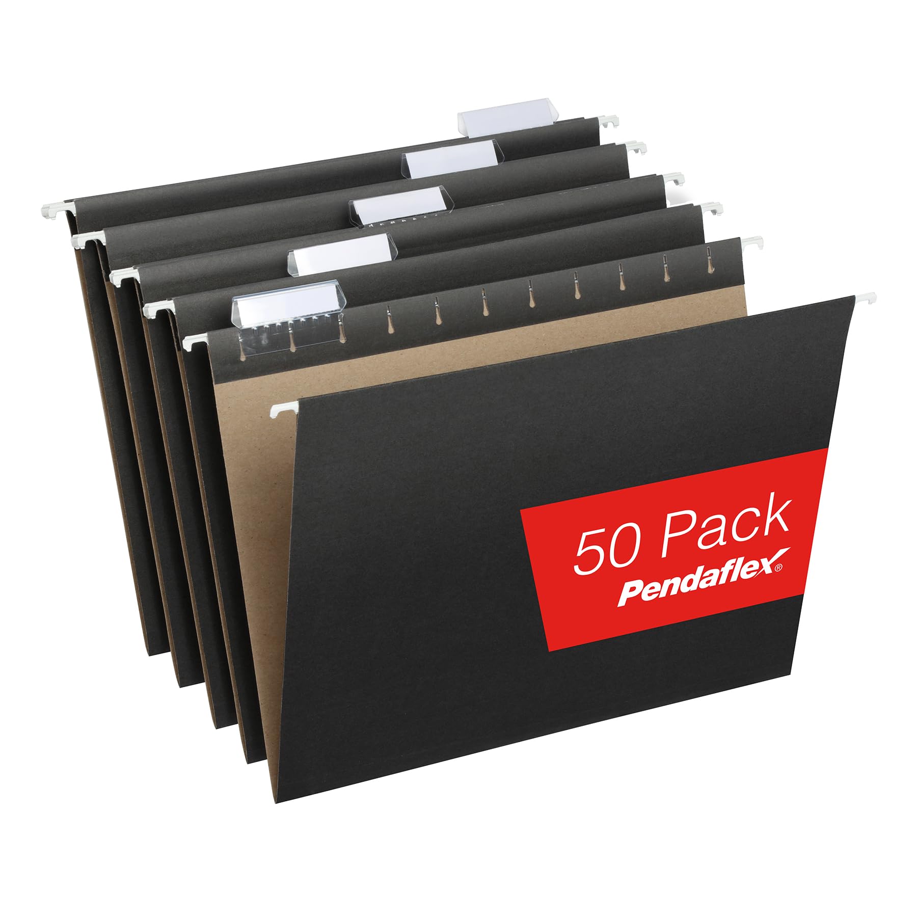 Pendaflex Hanging File Folders, 50 Pack Of Black Hanging File Folders Letter Size With 1/5 Cut Adjustable Tabs, 8.5 X 11