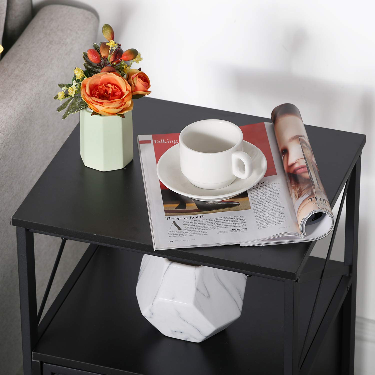 Vecelo Nightstand Set Of 2 With Drawer, Modern Night Stand For Bedroom, End Side Table For Living Room,Bedroom,Office, Easy Assembly