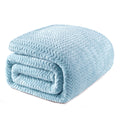 Exclusivo Mezcla Light Blue Fleece King Size Blanket For Bed, Super Soft Cozy Blankets With Decorative Wave Textured, Lightweigh