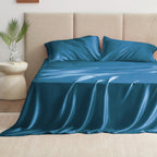 Love'S Cabin Twin Satin Sheets Sets - 3 Piece Teal Silky Satin Bed Sheets Twin With Deep Pockets, Luxury Silk Feel Satin Twin Size Sheet Set Bedding Set (1 Flat Sheet,1 Fitted Sheet,1 Pillow Case)