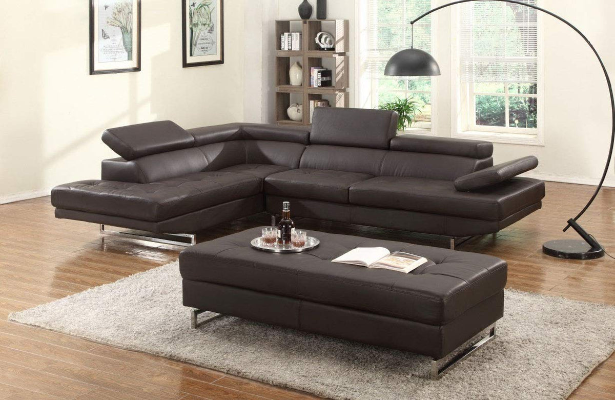 HomeRoots 124&quot; X 94&quot; X 36&quot; Brown Sectional LAF