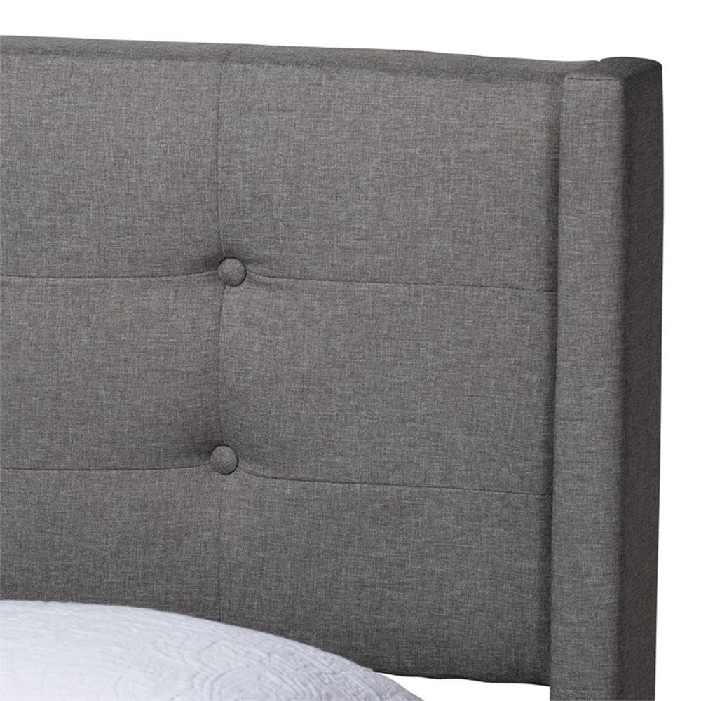 Baxton Studio Casol Mid-Century Modern Transitional Grey Fabric Upholstered Queen Size Platform Bed