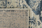 HomeRoots Ivory Heat-Set Polypropelene 5’ x 8’ Beige Blue Distressed Medallion Area Rug