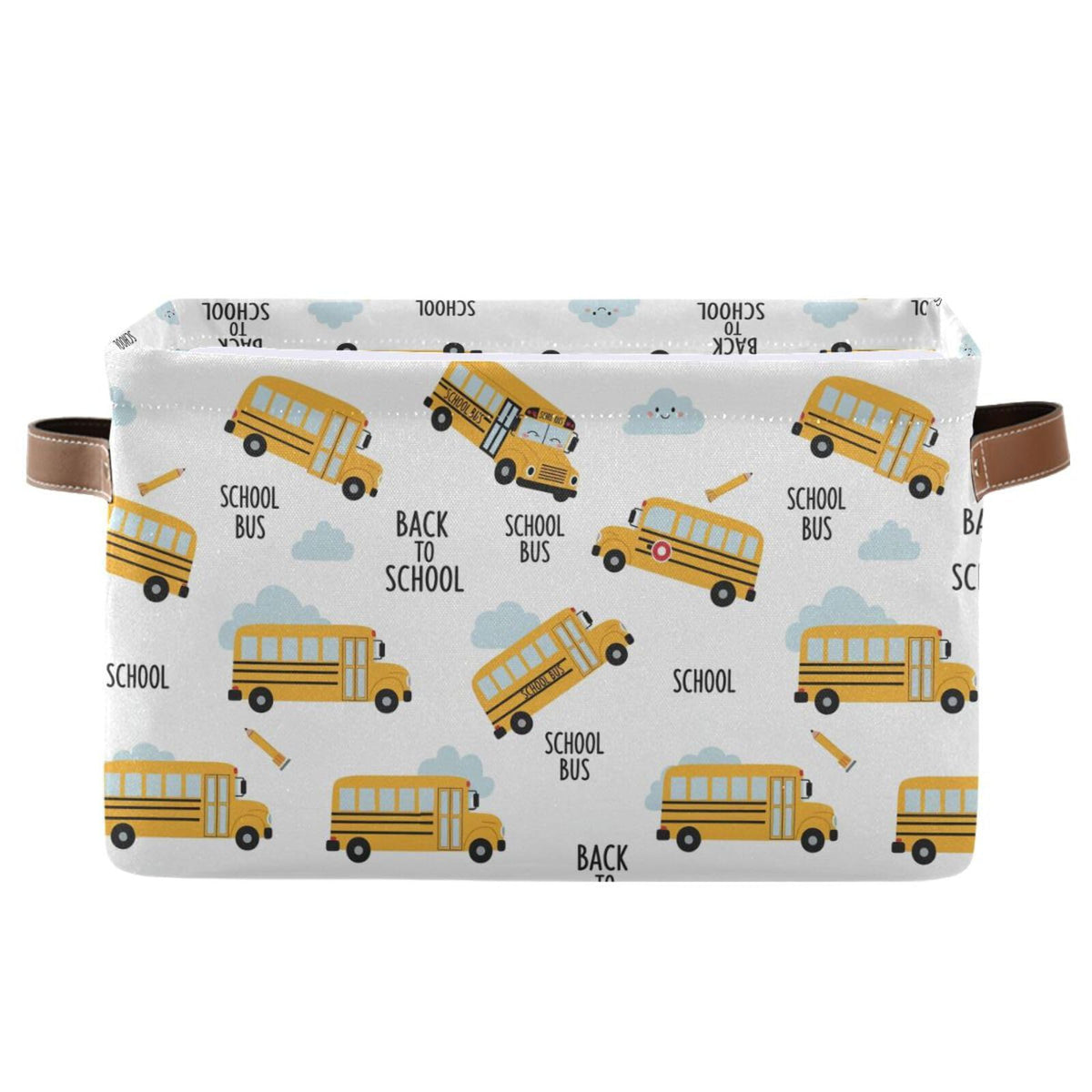 Emelivor Bus Clouds White Storage Basket Bins Foldable Decorative Storage Box Laundry Hamper Baskte Storage for Office Bedroom C