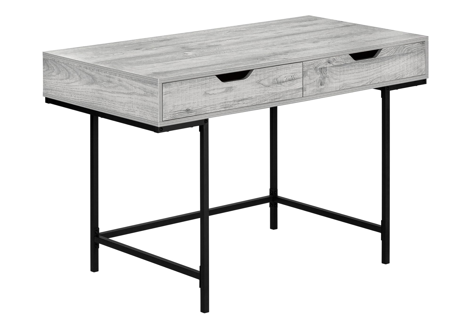 Monarch Specialties I 7553 Computer Desk, Home Office, Laptop, Storage Drawers, 48 L, Work, Metal, Laminate, Grey, Black, Contem