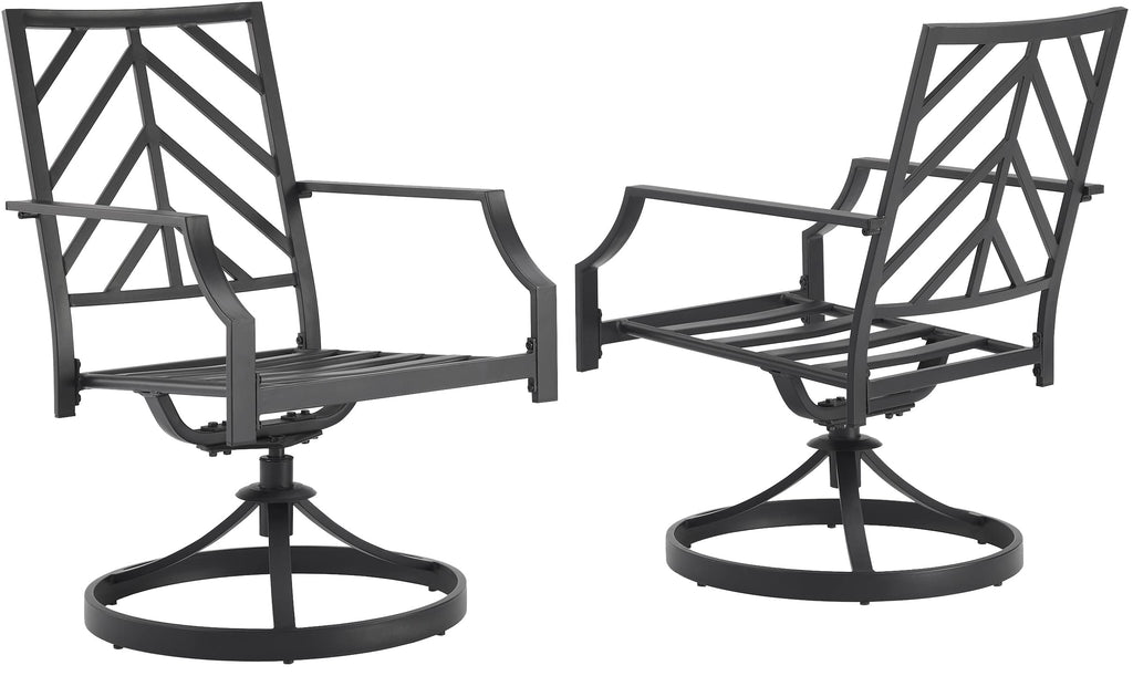 Crosley Furniture CO6290MB-GY Otto Outdoor Metal Dining Swivel Chairs, Set of 2, Matte Black with Gray Cushions