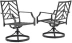 Crosley Furniture CO6290MB-GY Otto Outdoor Metal Dining Swivel Chairs, Set of 2, Matte Black with Gray Cushions