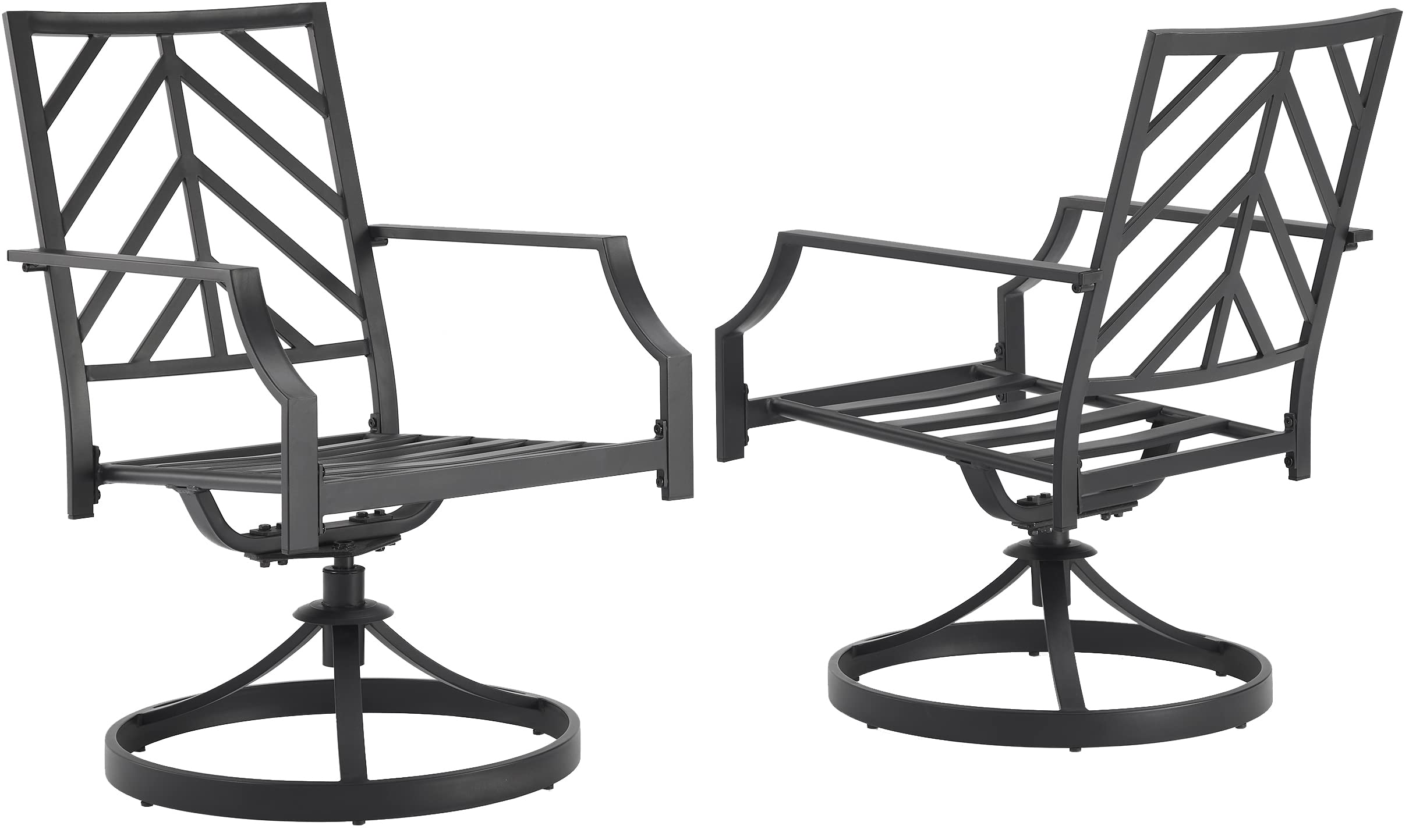 Crosley Furniture CO6290MB-GY Otto Outdoor Metal Dining Swivel Chairs, Set of 2, Matte Black with Gray Cushions