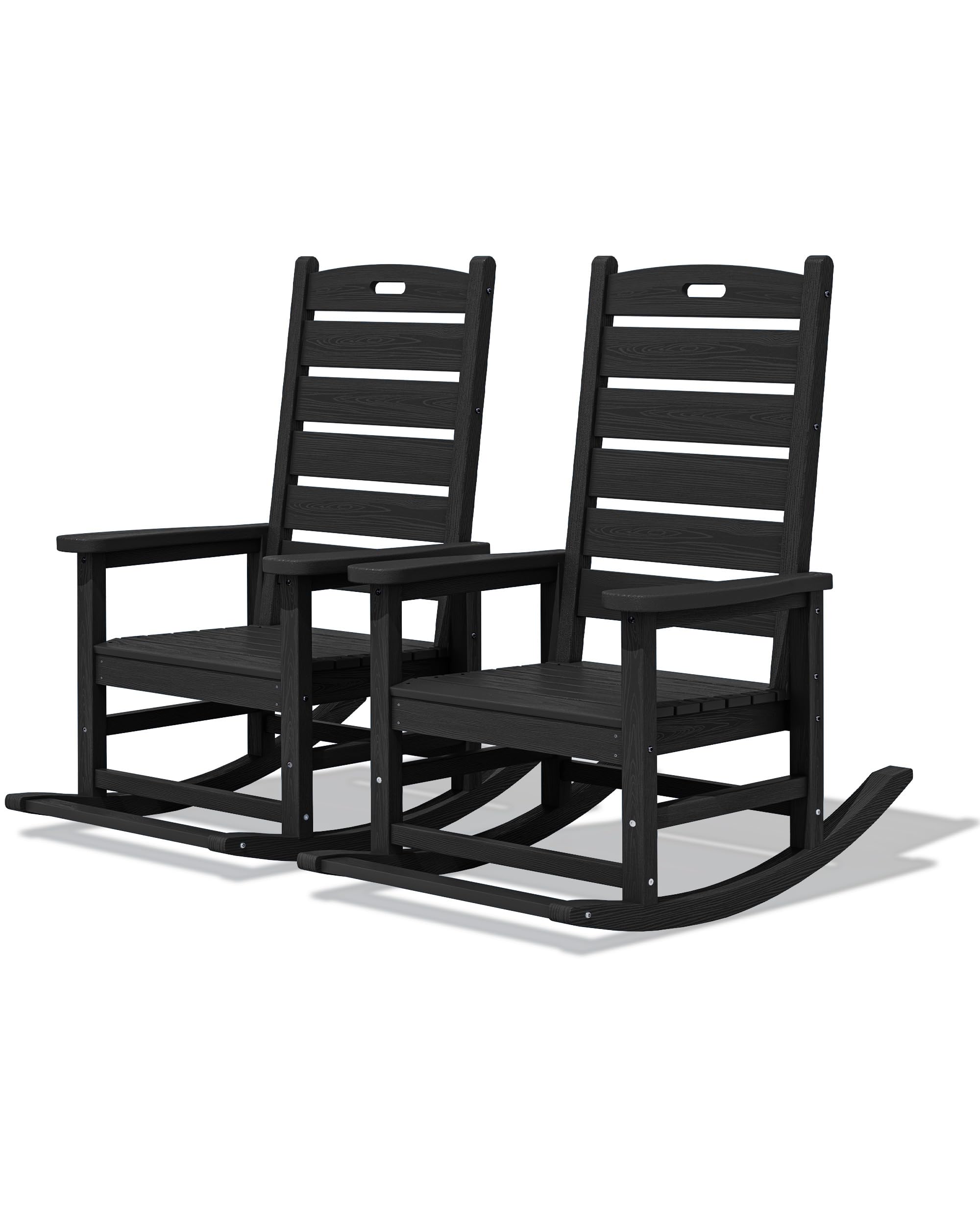 SERWALL Outdoor Rocking Chair Set of 2, Oversized Rocking Chair with Footboard for Adults, HDPE All Weather Resistant, 350lbs We