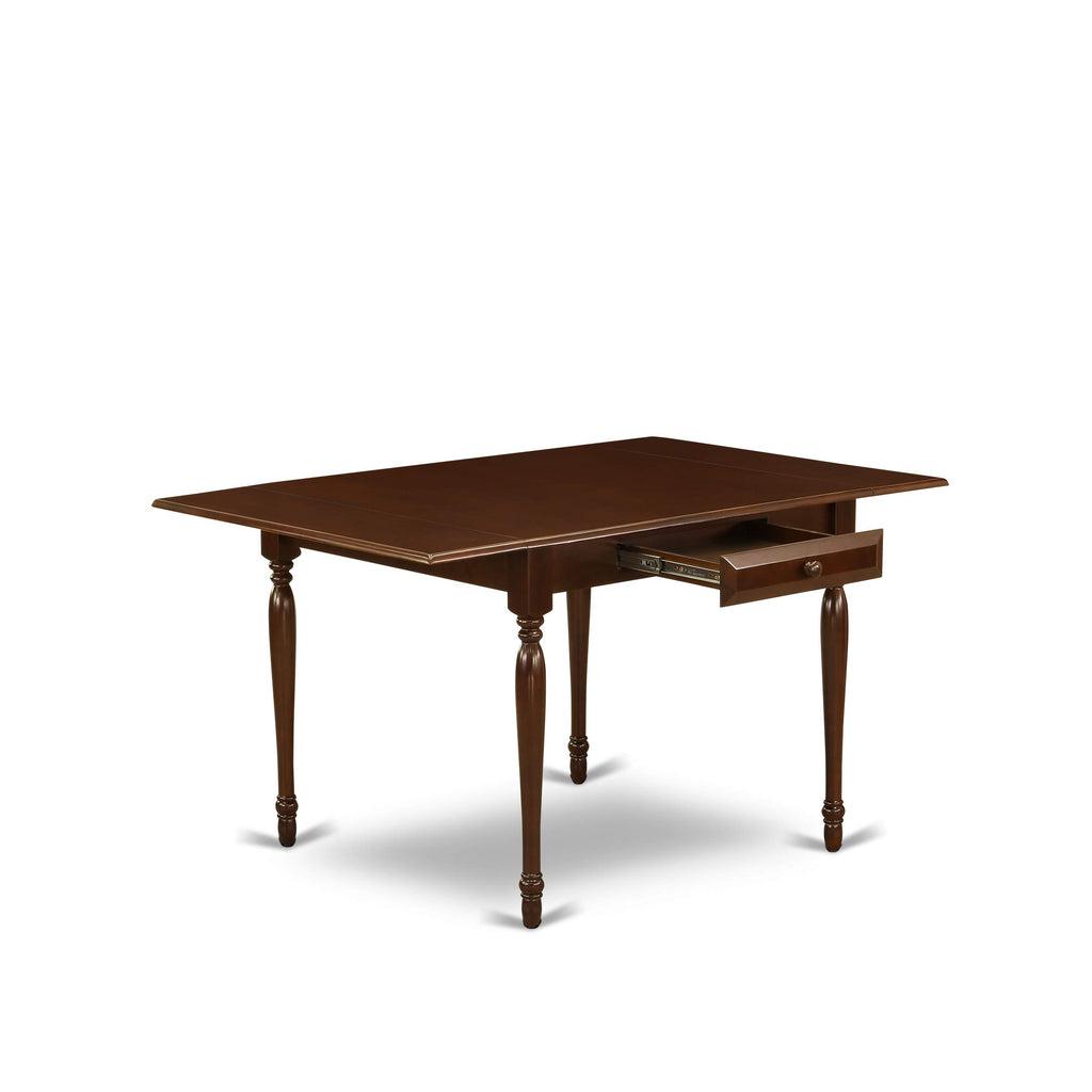 East West Furniture Mzml5-Mah-Lc 5 Piece Dining Table Set For 4 Includes A Rectangle Kitchen Table With Dropleaf And 4 Faux Leather Upholstered Dinette Chairs, 36X54 Inch, Mahogany