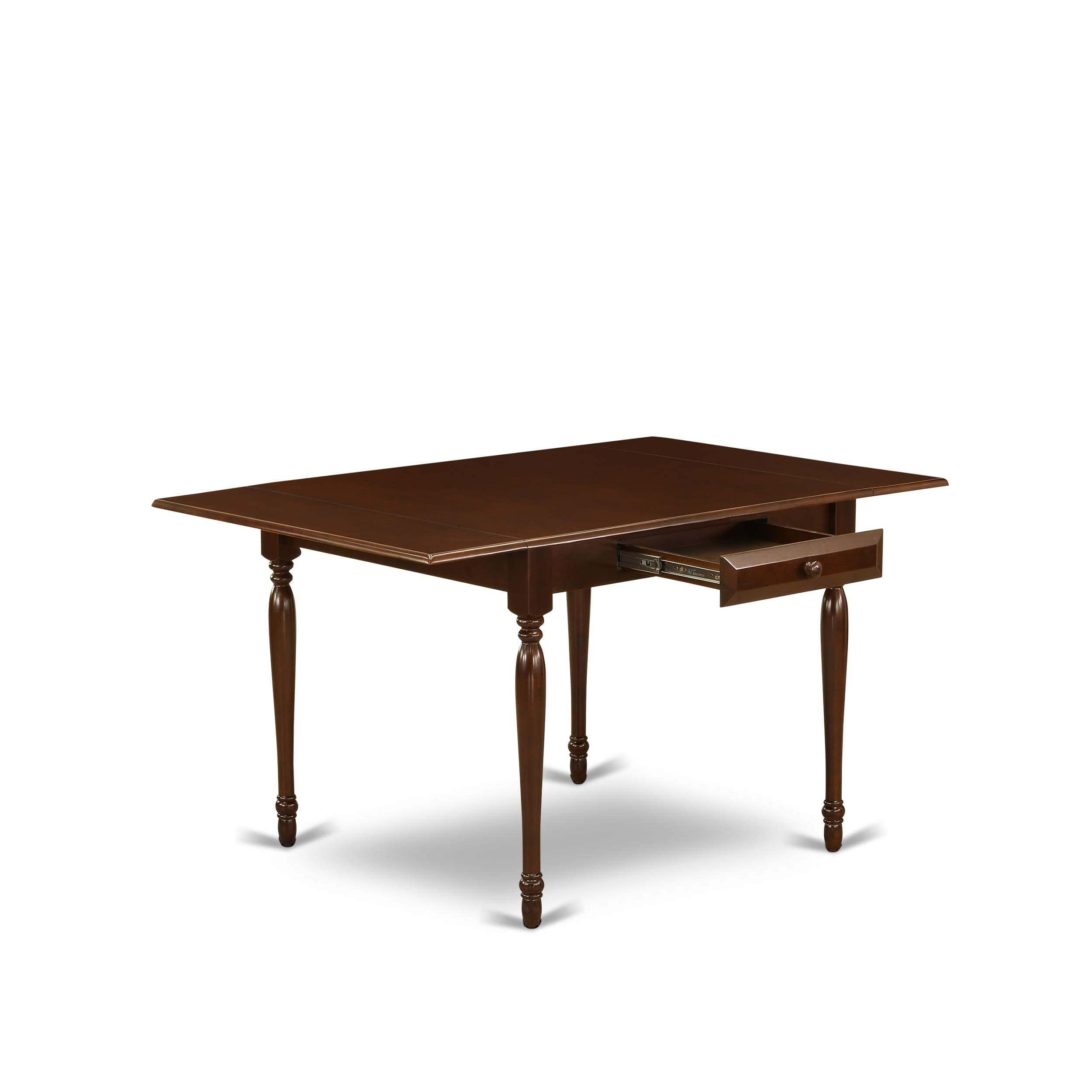 East West Furniture Mzml5-Mah-Lc 5 Piece Dining Table Set For 4 Includes A Rectangle Kitchen Table With Dropleaf And 4 Faux Leather Upholstered Dinette Chairs, 36X54 Inch, Mahogany
