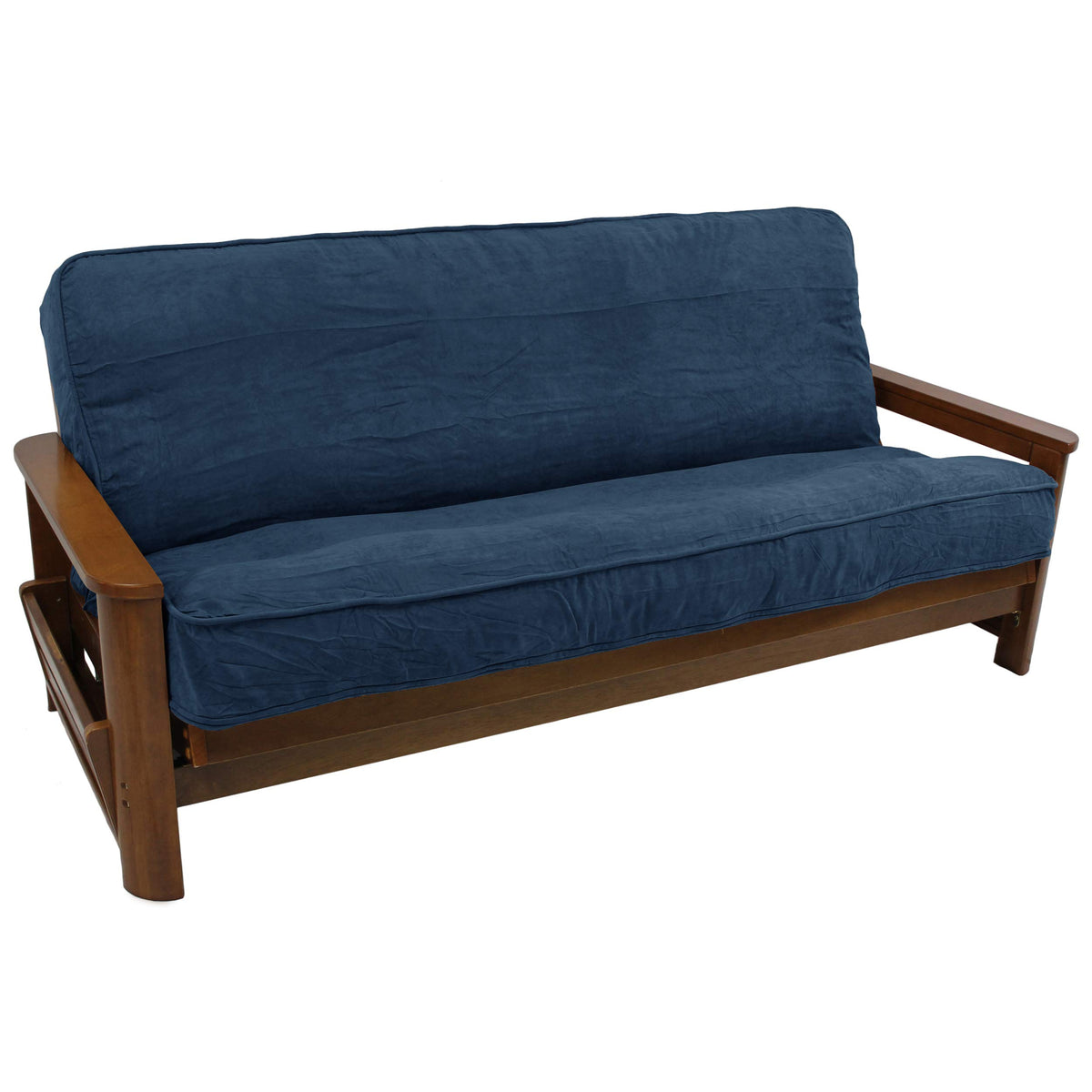 Blazing Needles Solid Microsuede Double Corded 8&quot; to 9&quot; Futon Cover, Full, Indigo