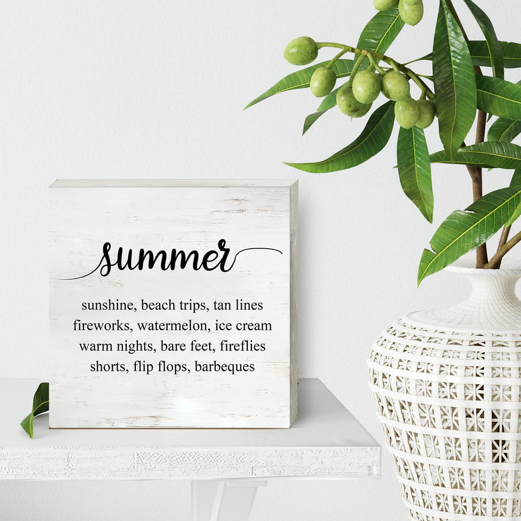 Summer Sunshine Beach Wood Box Sign Home Decor Rustic Summer Wooden Box Sign Block Plaque For Wall Tabletop Desk Decoration