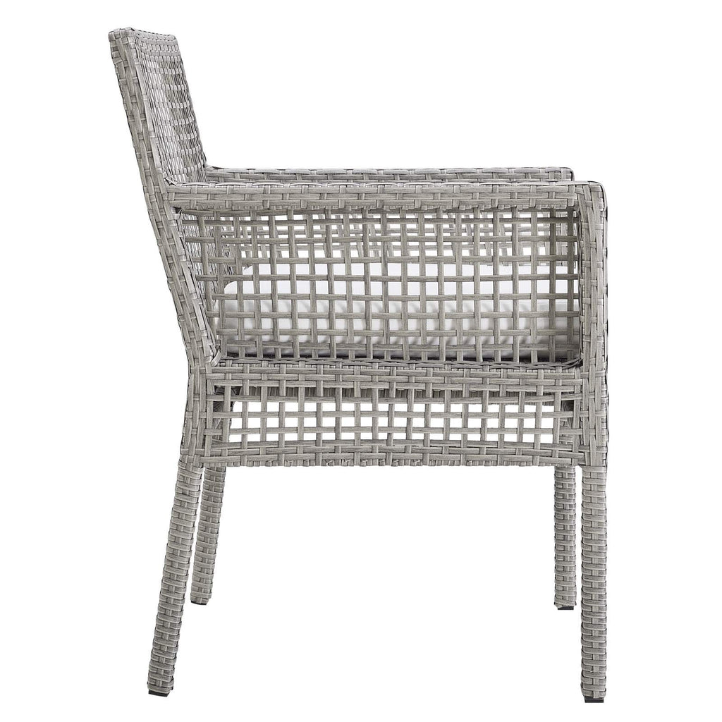 Modway Aura Outdoor Patio Wicker Rattan Set Of 4 Dining Armchair In Gray White