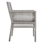 Modway Aura Outdoor Patio Wicker Rattan Set Of 4 Dining Armchair In Gray White