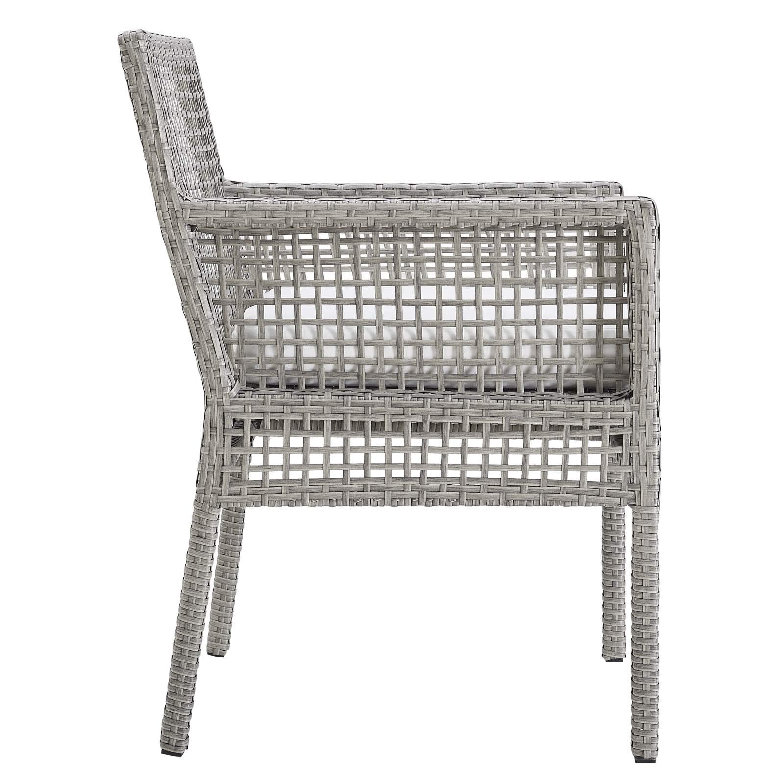 Modway Aura Outdoor Patio Wicker Rattan Set Of 4 Dining Armchair In Gray White