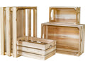 MACVAD Set of 4 Large Wooden Crates Unfinished Office Storage Crates, Decorative Wood Storage Crates for Display, Rustic Pine Wo