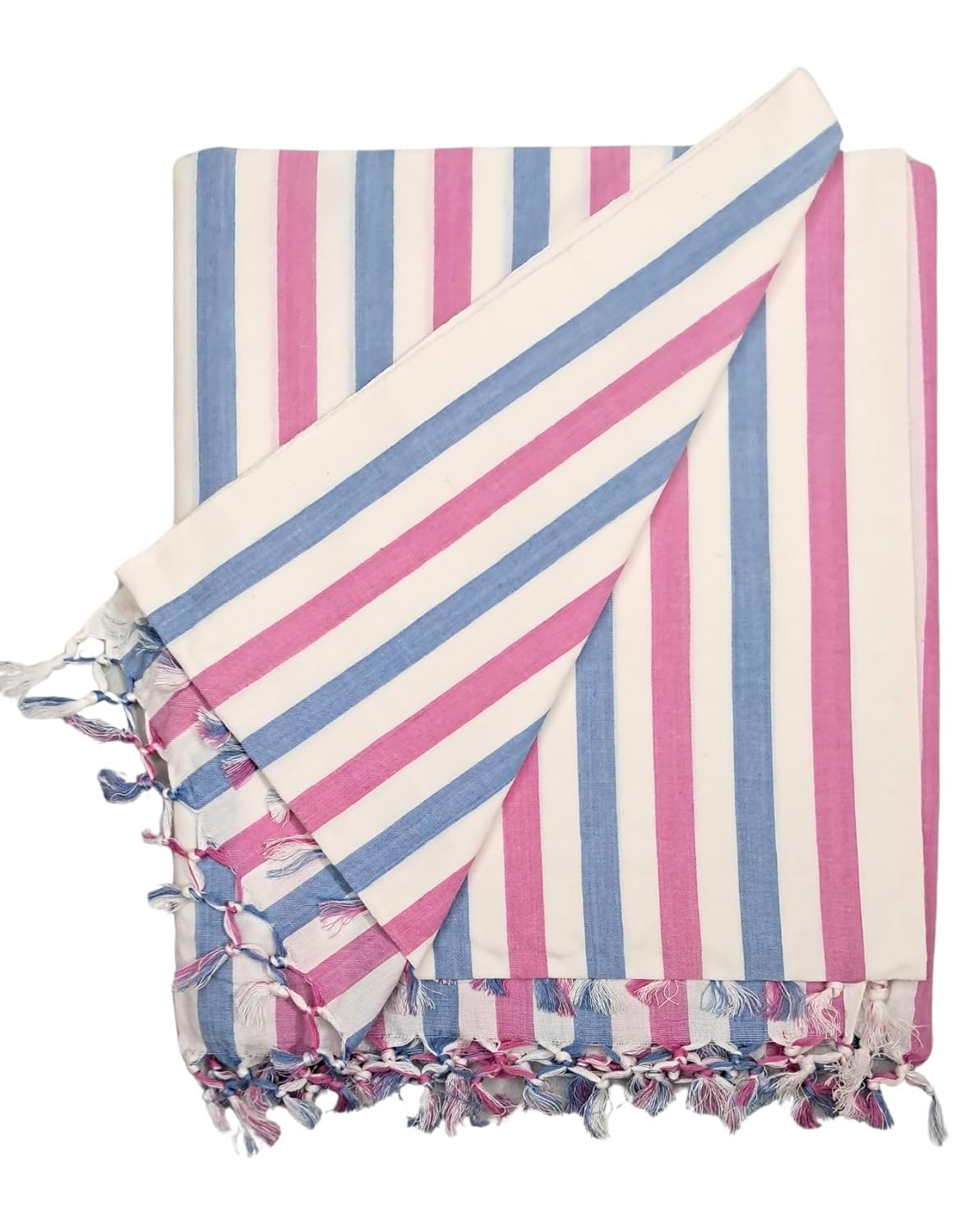 Tarangini 100% Organic Cotton Silky Soft Beautiful Striped Bhagalpuri Summer Chadar/Topsheet/Comforter (Size 245Cm X 130Cm) (Bl