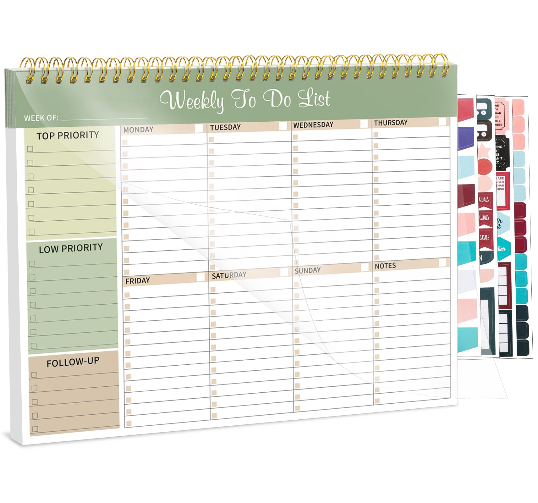 Weekly To Do List Notepad, 8.5'X11' Weekly Desk Planner With 52 Tear Off Sheets Undated Weekly Planner Habit Tracker & Product