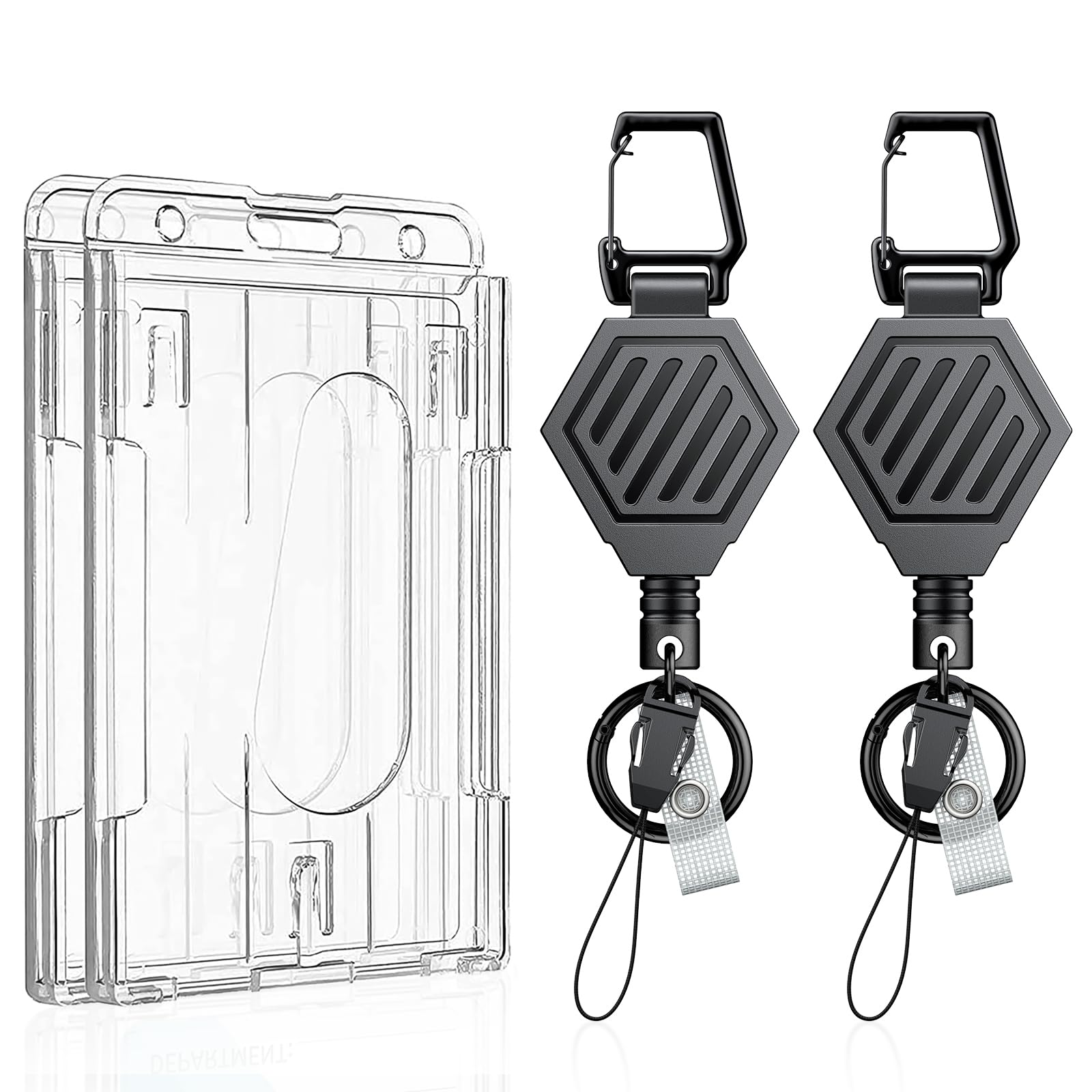 Uniclife 2 Pack Heavy Duty Magnetic Retractable Keychain With Vertical Clear Thumb-Slot Badge Holder With Magnetic Closure For U