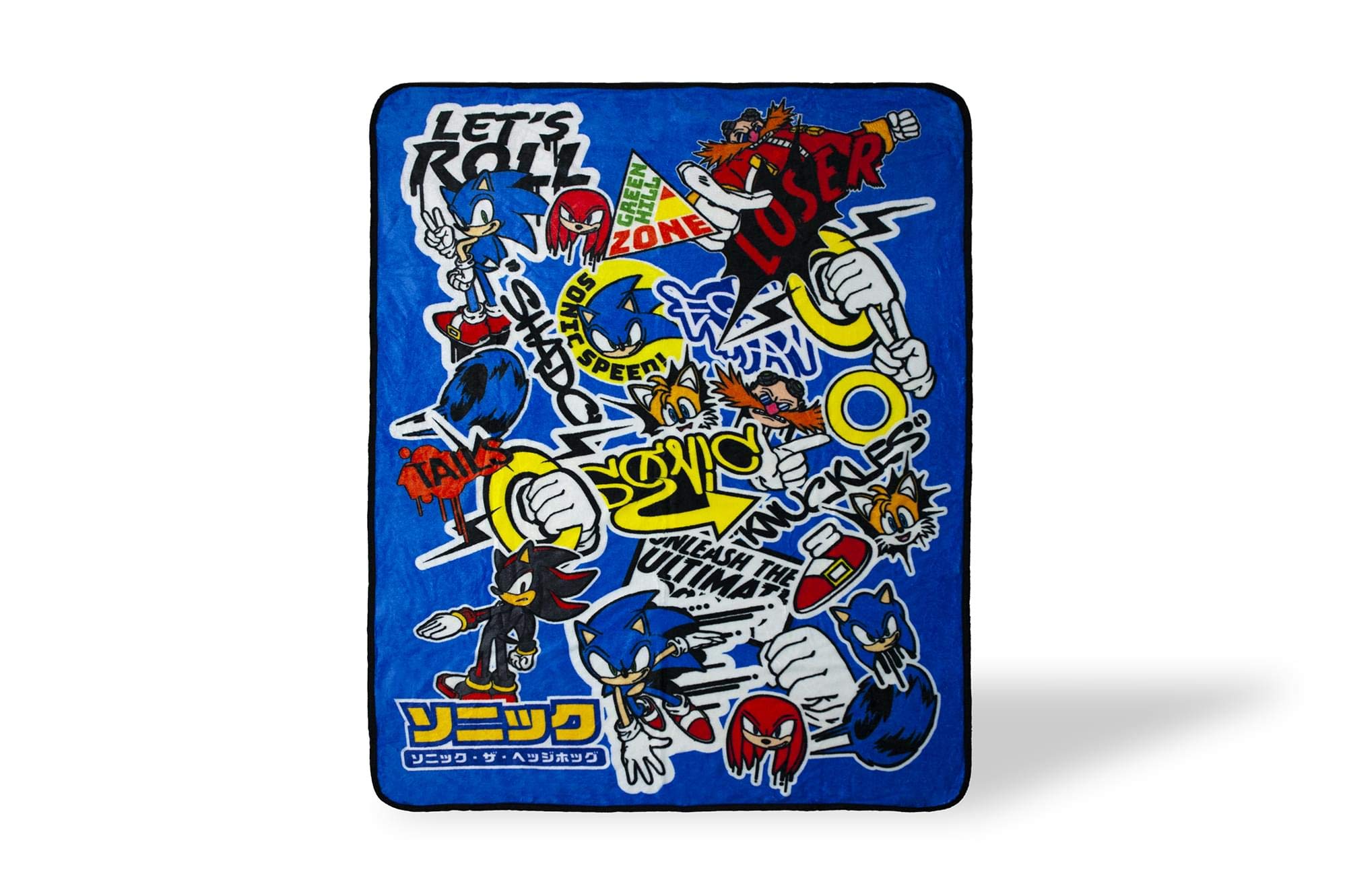 Just Funky Sonic The Hedgehog Sticker Bomb Soft Throw Blanket | 45 X 60 Inch Fleece Blanket