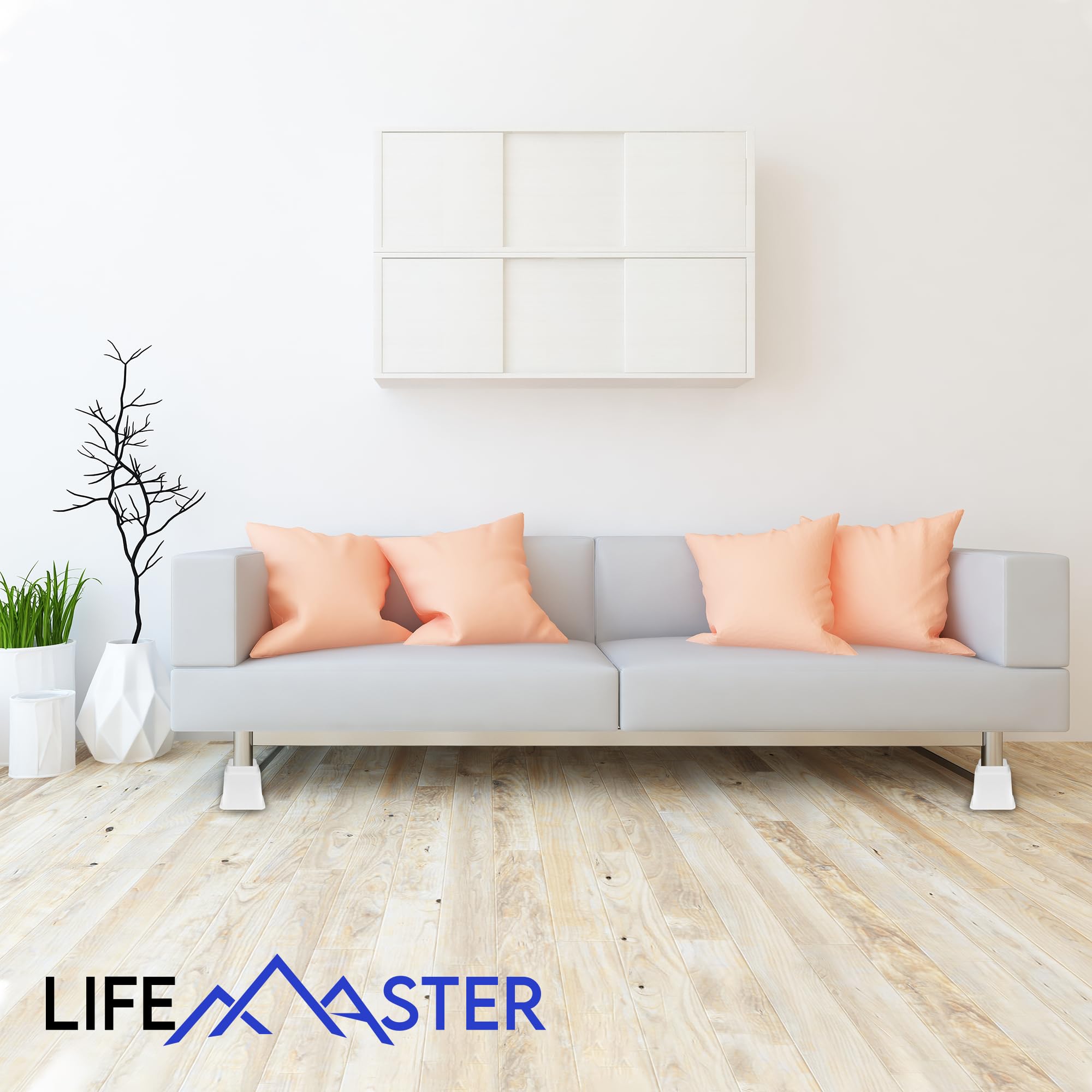 Lifemaster 16Pcs Adjustable Bed Risers - 3.5 Inch Heavy Duty Furniture Lifts For Sofa, Couch - Creates Under Bed Storage, Sup Po
