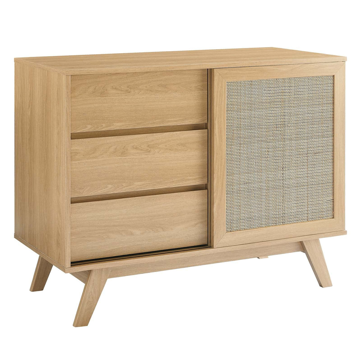 Modway Soma 40&quot; Rattan Display Stand Accent Cabinet In Oak