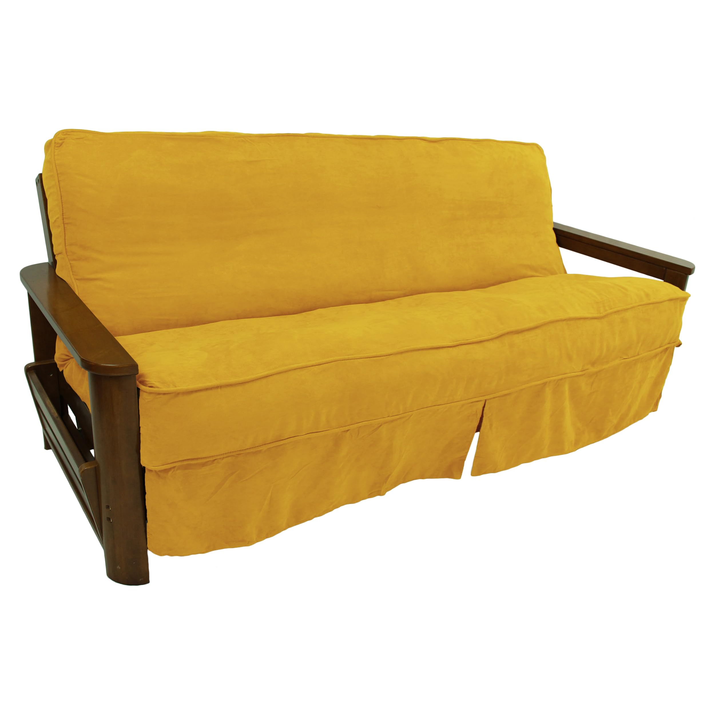 Blazing Needles Solid Microsuede Double Corded 8&quot; to 9&quot; Futon Slipcover, Full, Lemon