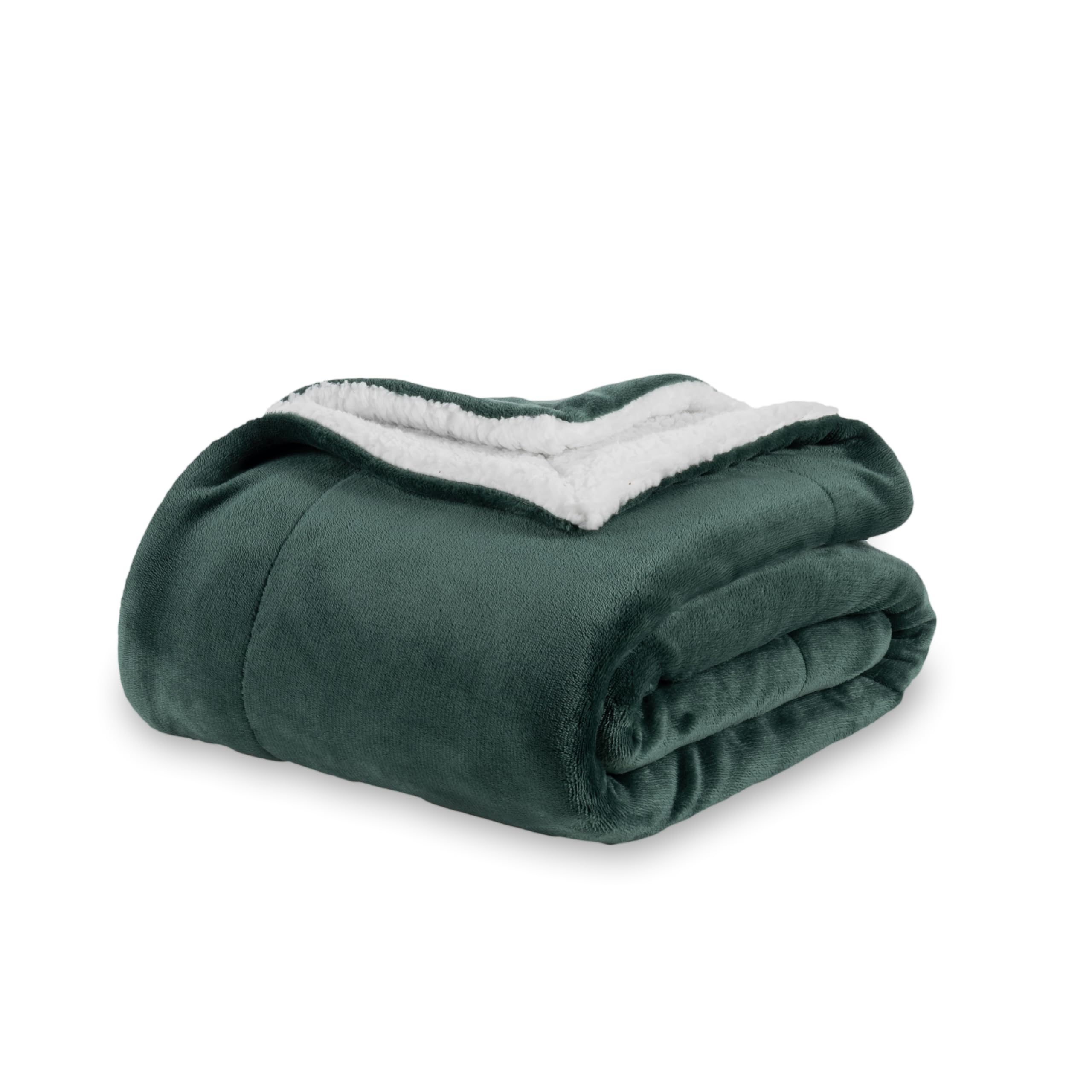 Berkshire Blanket-Sherpa Fleece Blanket, Warm And Soft Loftmink Reversible Blanket For Bed, Sofa And Travel, Smoke Pine, 90 In X