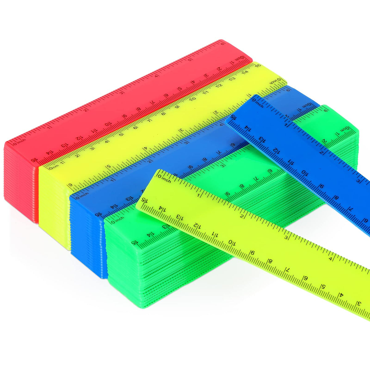 Zonon 100 Pcs 6 Inch Rulers Bulk Plastic Flexible Rulers With Inches A ...