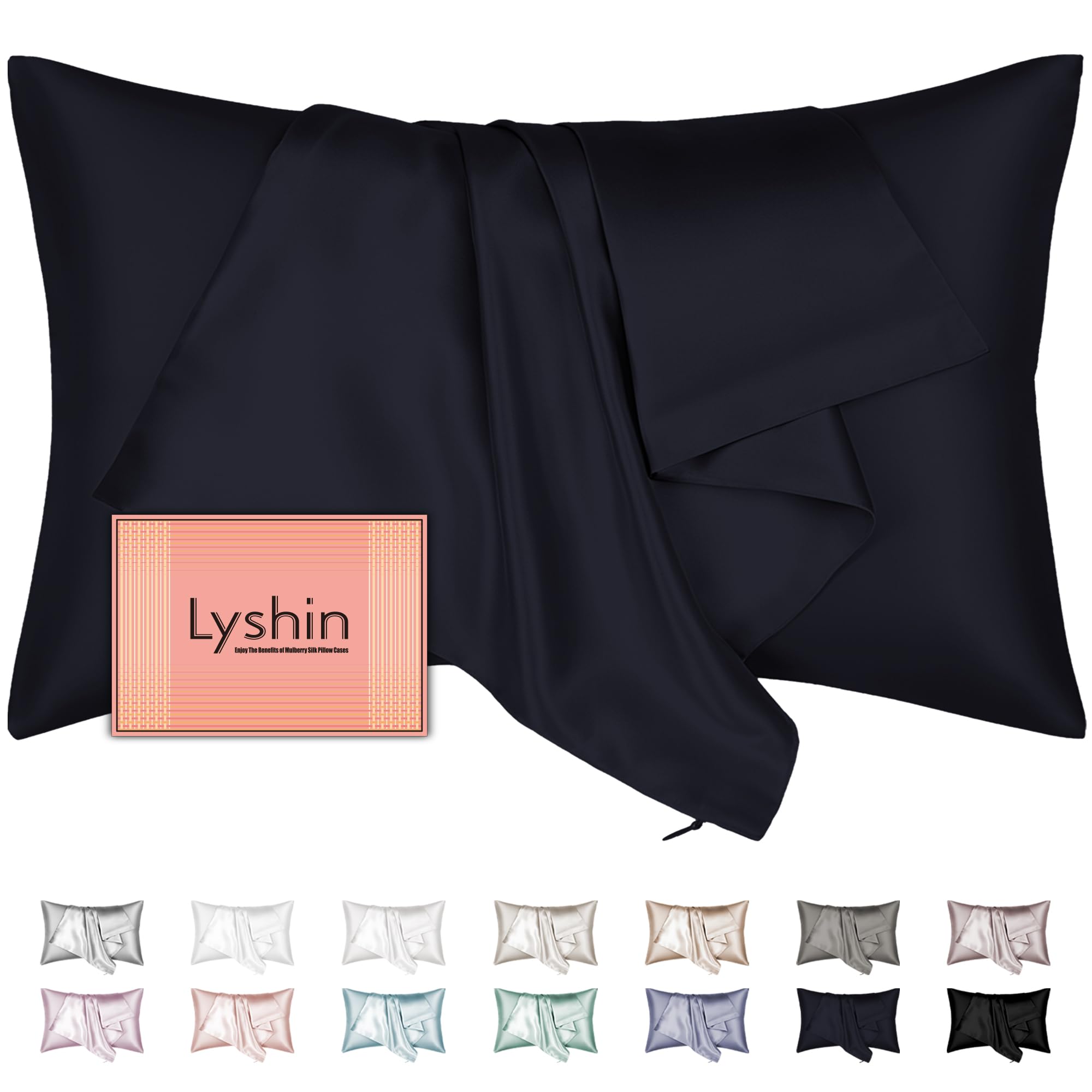 Mulberry Silk Pillow Cases Standard Size With Hidden Zipper, Ultra Smooth And Soft Breathable Cooling Silk Satin Pillowcase For