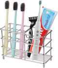TORO Toothbrush Toothpaste Holder for Bathroom, Steel Bathroom 7 Slot Toothbrush Holder (Silver)
