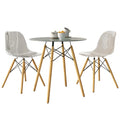 Dover 3-Piece Dining Set with Round Clear Glass Top Bistro Table and 2 Chairs